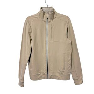 VRST Mens Small Cream French Terry Jacket Full Zip Neutral Active Running Travel